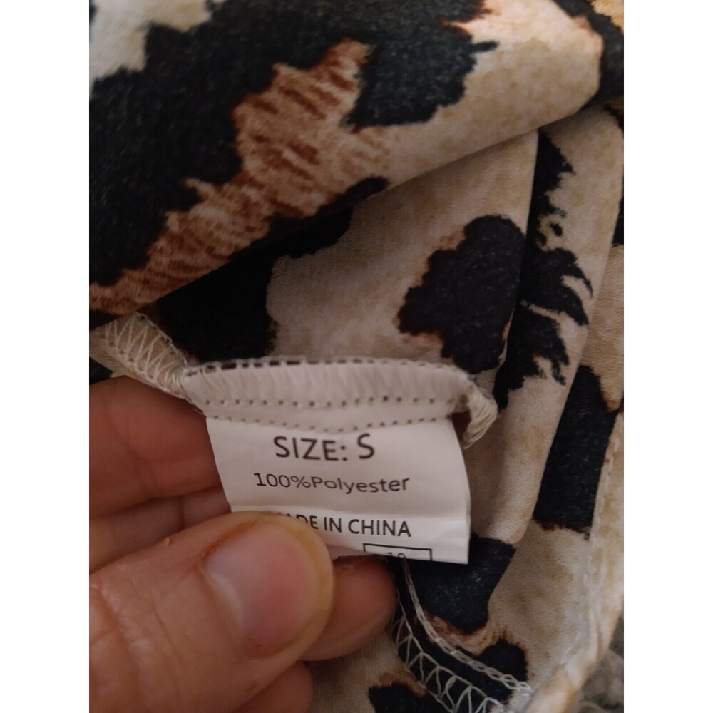 Btfbm Puff Sleeve Leopard Collared Button Up Top … - image 10